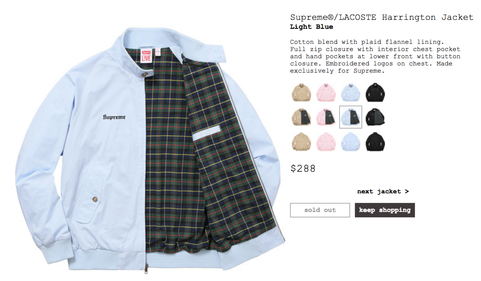 lacoste supreme harrington jacket